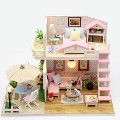 Domek dla lalek drewniany model do złożenia LED 19,5cm Domek dla lalek drewniany model do złożenia LED 19,5cm