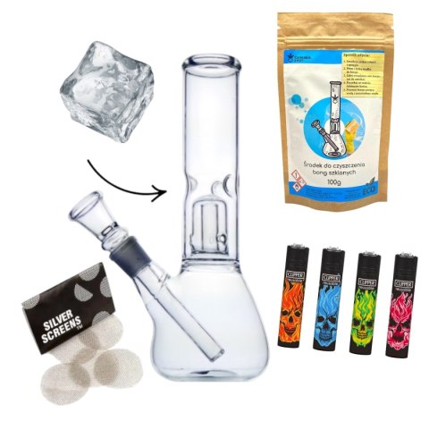 Bongo Lodowe Bullet Szklane z Filtracją i Dyfuzorem + 5x sitka + Zapalniczka + Środek do Czyszczenia Bong Bongo Lodowe Bullet Szklane z Filtracją i Dyfuzorem + 5x sitka + Zapalniczka + Środek do Czyszczenia Bong