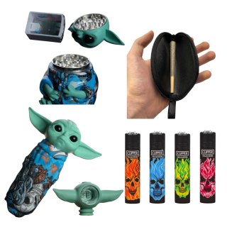 Zestaw Baby Yoda Lufka + Grinder + Tacka + Zapalniczka