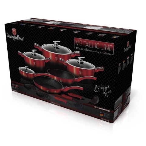 GARNKI BERLINGER HAUS BLACK BURGUNDY LINE 15 ELE BH-1632 GARNKI BERLINGER HAUS BLACK BURGUNDY LINE 15 ELE BH-1632