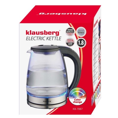 CZAJNIK ELEKTRYCZNY SZKLANY 1,8L KLAUSBERG KB-7887 LED RGB