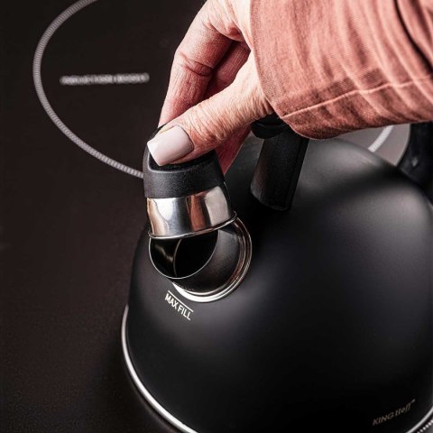 CZAJNIK 1,5L Z GWIZDKIEM KINGHOFF KH-1897 CZARNY MAT