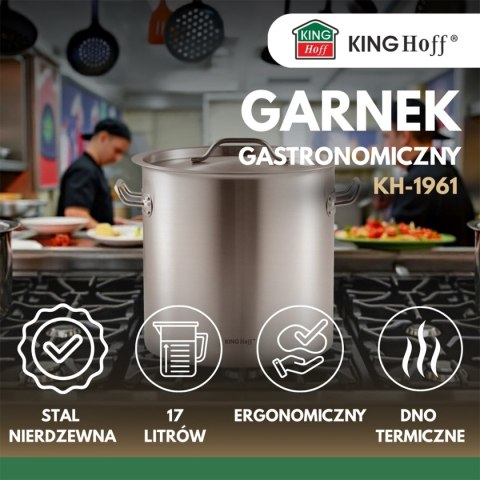GARNEK GASTRONOMICZNY Z POKRYWĄ STALOWĄ 17L KINGHOFF KH-1961