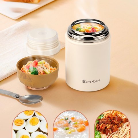 TERMOS OBIADOWY 500ml Z MISKĄ I SKŁADANĄ ŁYŻKĄ E-8250