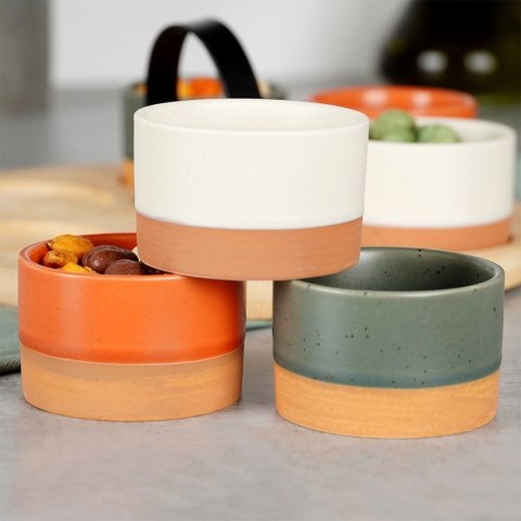 ZESTAW MISECZEK NA DREWNIANEJ TACY DO SERWOWANIA SOSÓW PRZEKĄSEK 139748