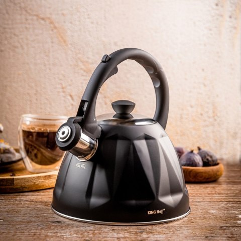 CZAJNIK 2L Z GWIZDKIEM KINGHOFF KH-1997 CZARNY MAT