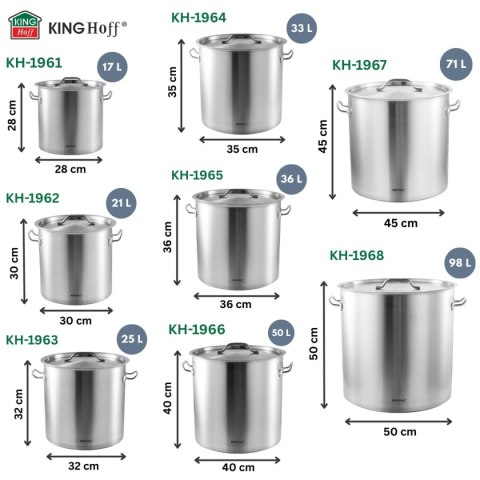 GARNEK GASTRONOMICZNY Z POKRYWĄ STALOWĄ 71L KINGHOFF KH-1967