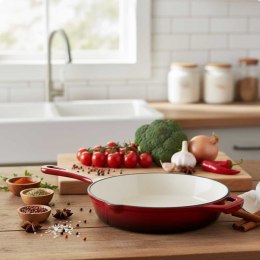 EMALIOWANA PATELNIA ŻELIWNA 26cm HAGE CZERWONA