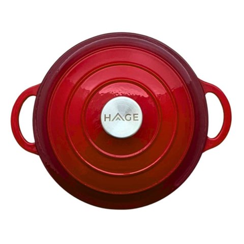 EMALIOWANY GARNEK ŻELIWNY 22cm 3L HAGE CZERWONY