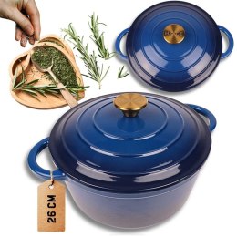 EMALIOWANY GARNEK ŻELIWNY 24cm 4L HAGE NIEBIESKI