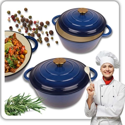 EMALIOWANY GARNEK ŻELIWNY 24cm 4L HAGE NIEBIESKI